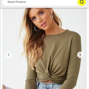 TWO KNOT LONG SLEEVE CROP TOPS